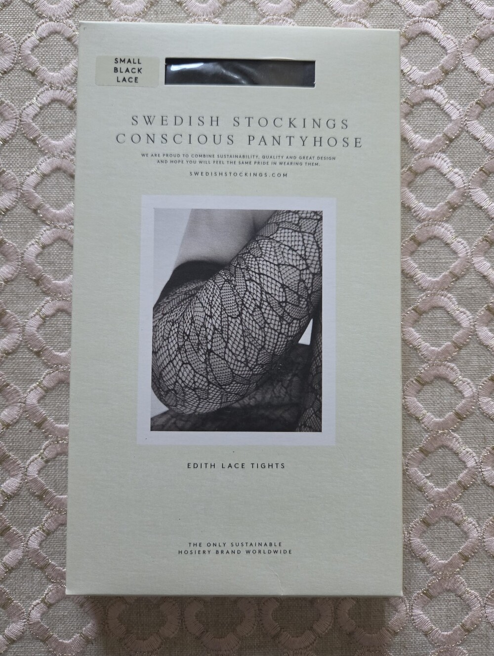 NIB Swedish Stockings Edith Lace Tights in Black, Size S $63